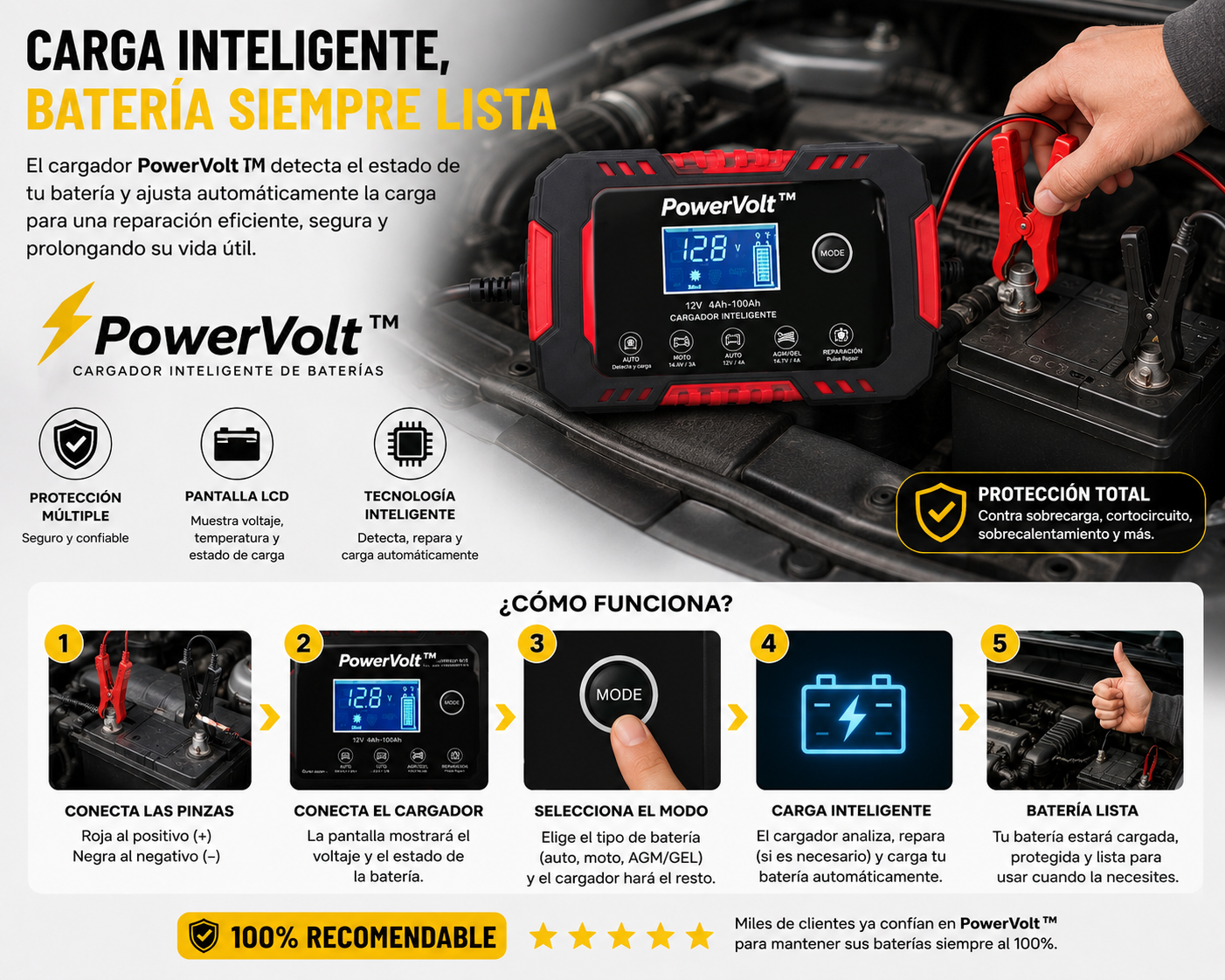 PowerVolt™- Recupera y protege tu batería automáticamente